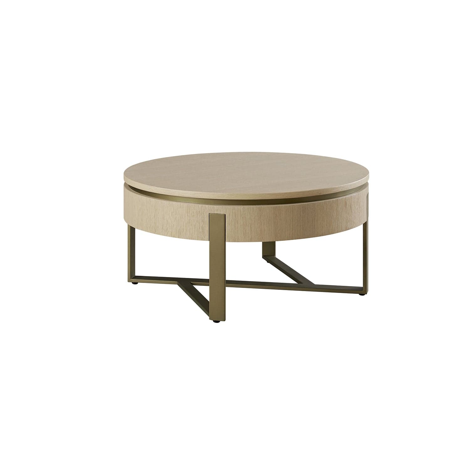 Gramercy 66cm Round Storage Coffee Table, Beige Oak