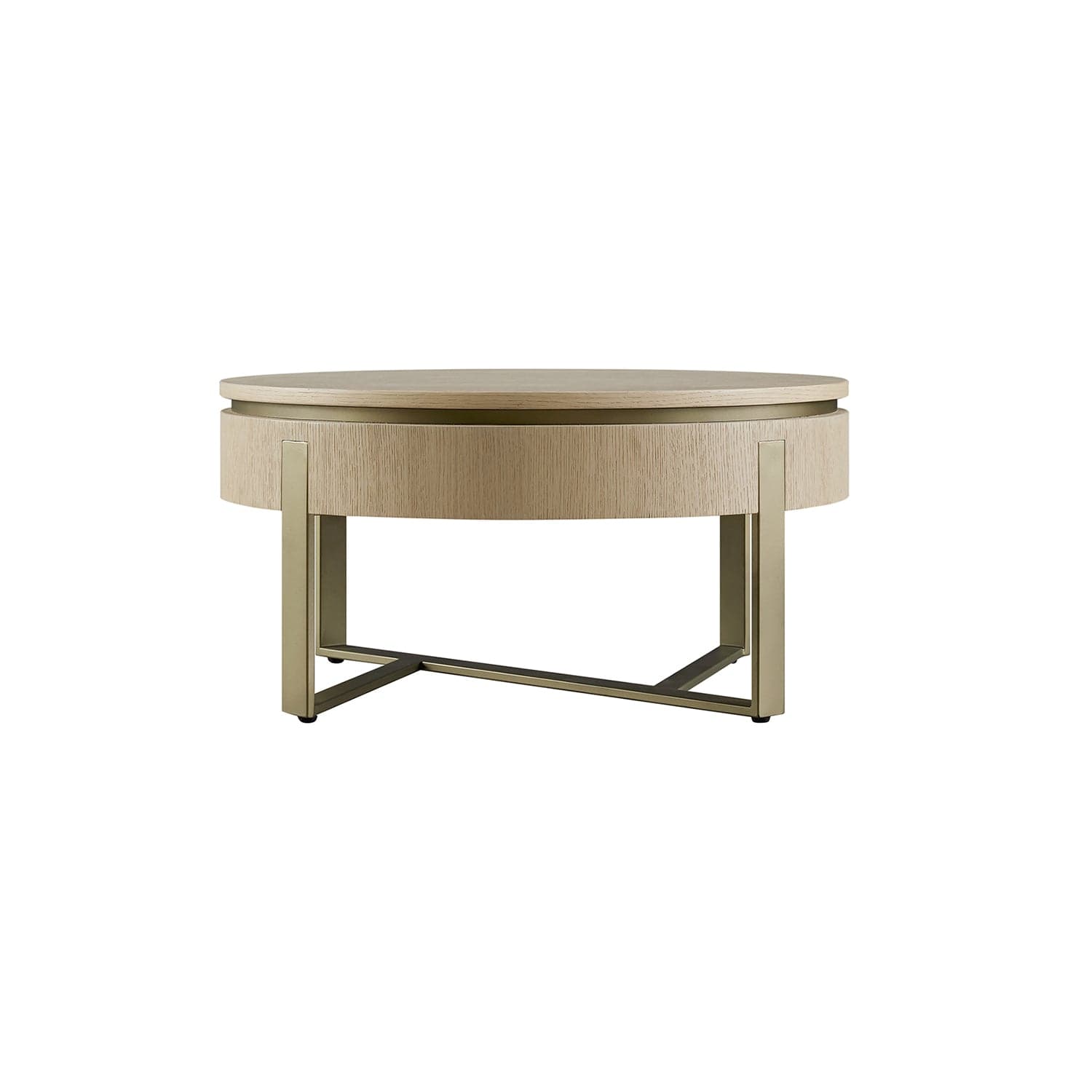 Gramercy 66cm Round Storage Coffee Table, Beige Oak