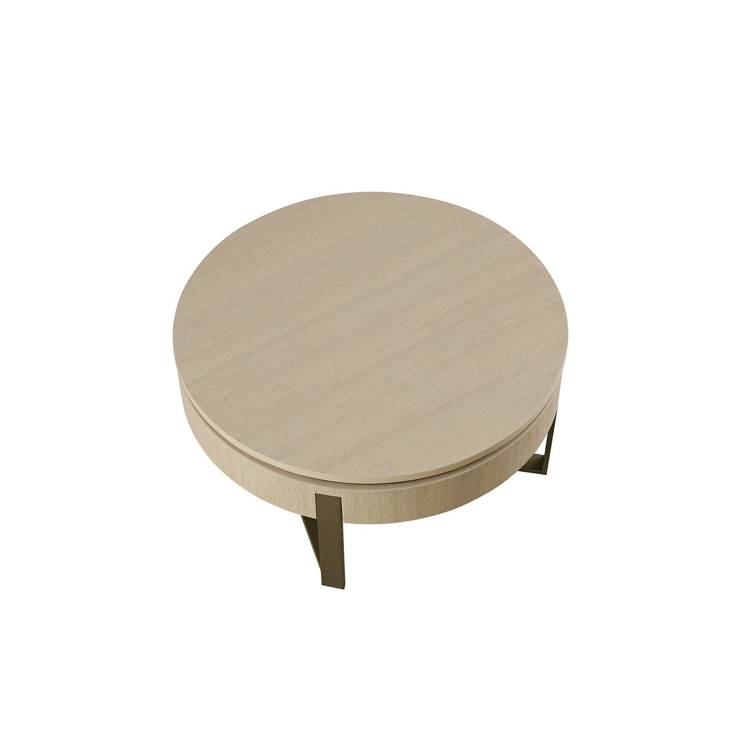Gramercy 66cm Round Storage Coffee Table, Beige Oak