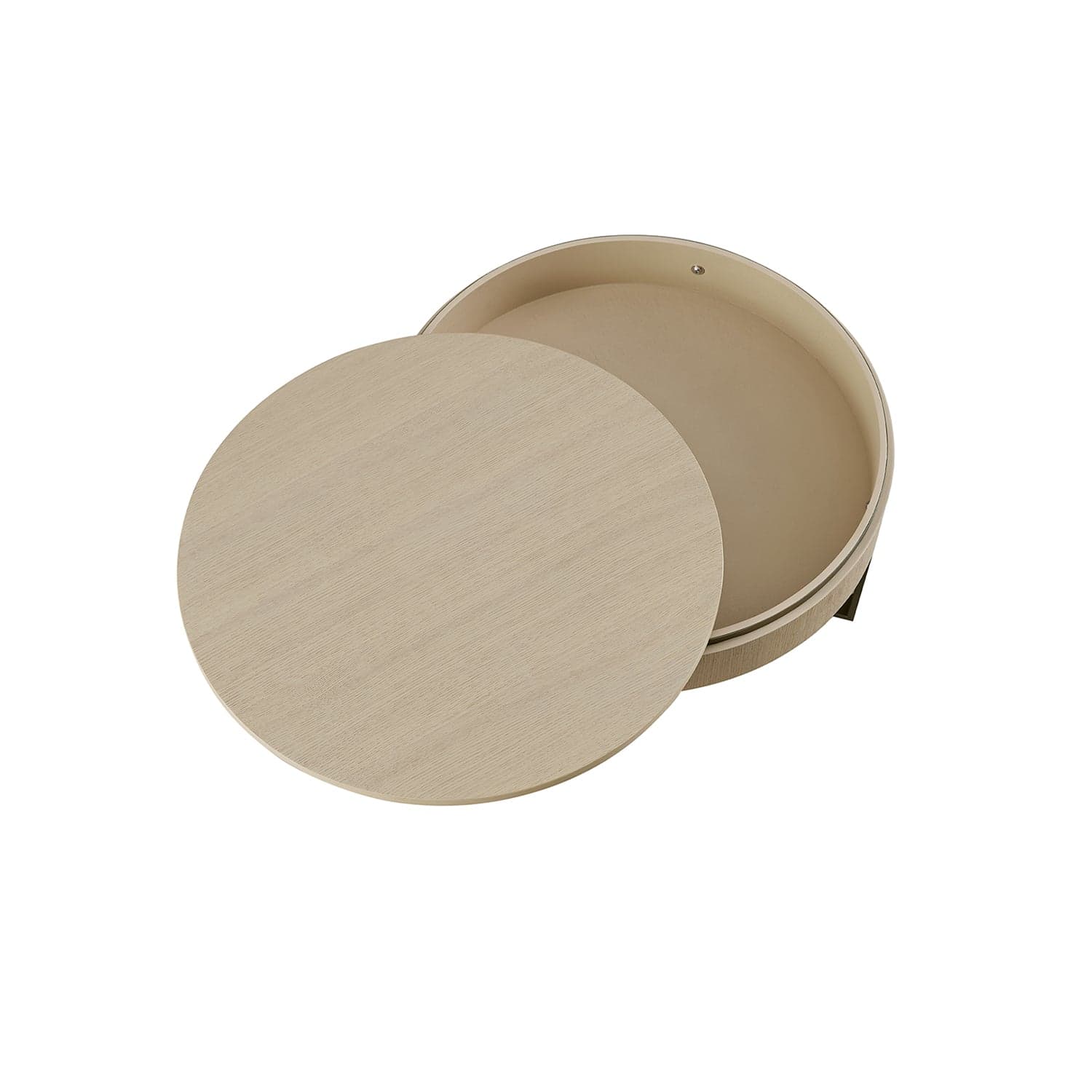 Gramercy 66cm Round Storage Coffee Table, Beige Oak