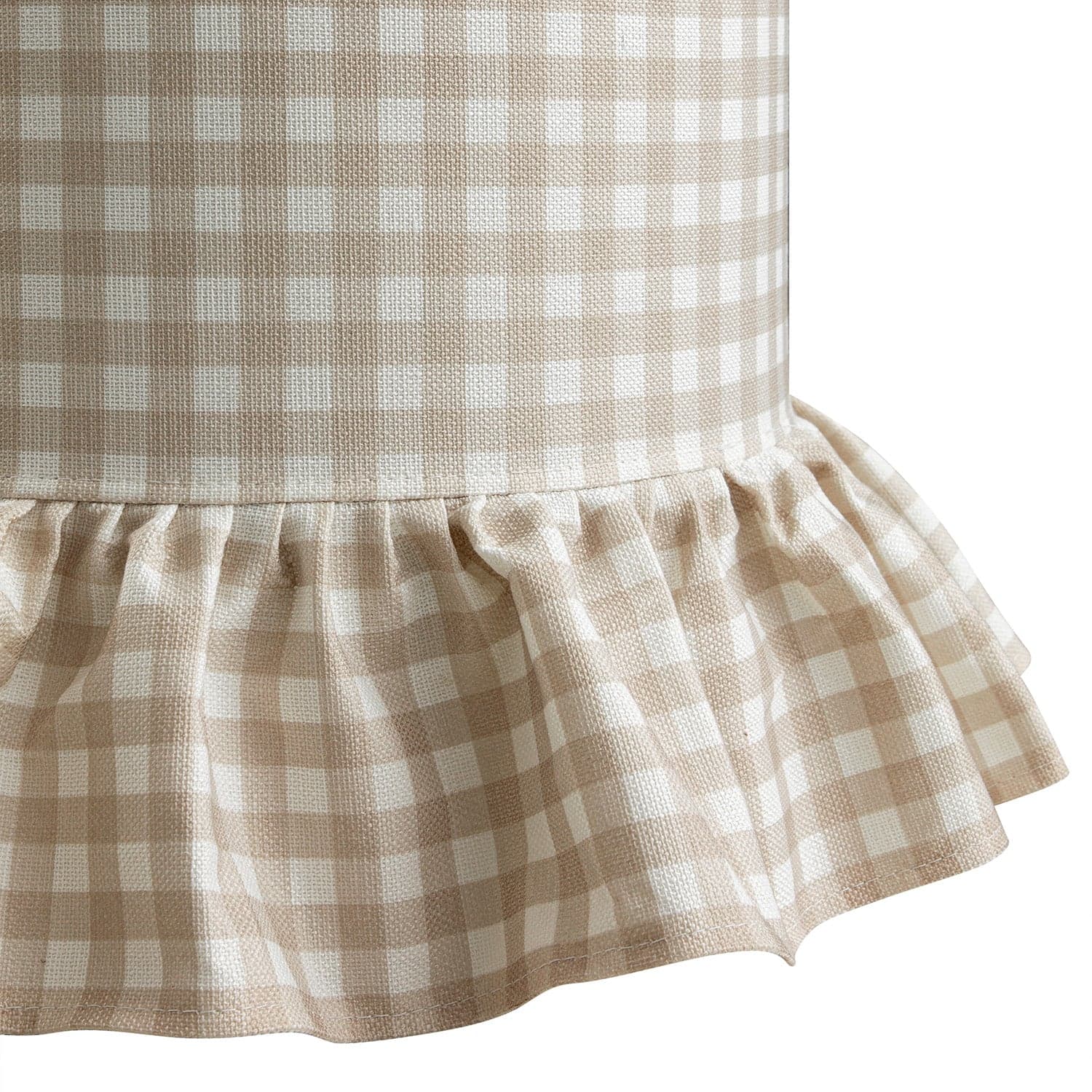 Celeste Ruffled Skirt Upholstered Storage Round Stool, Beige Gingham