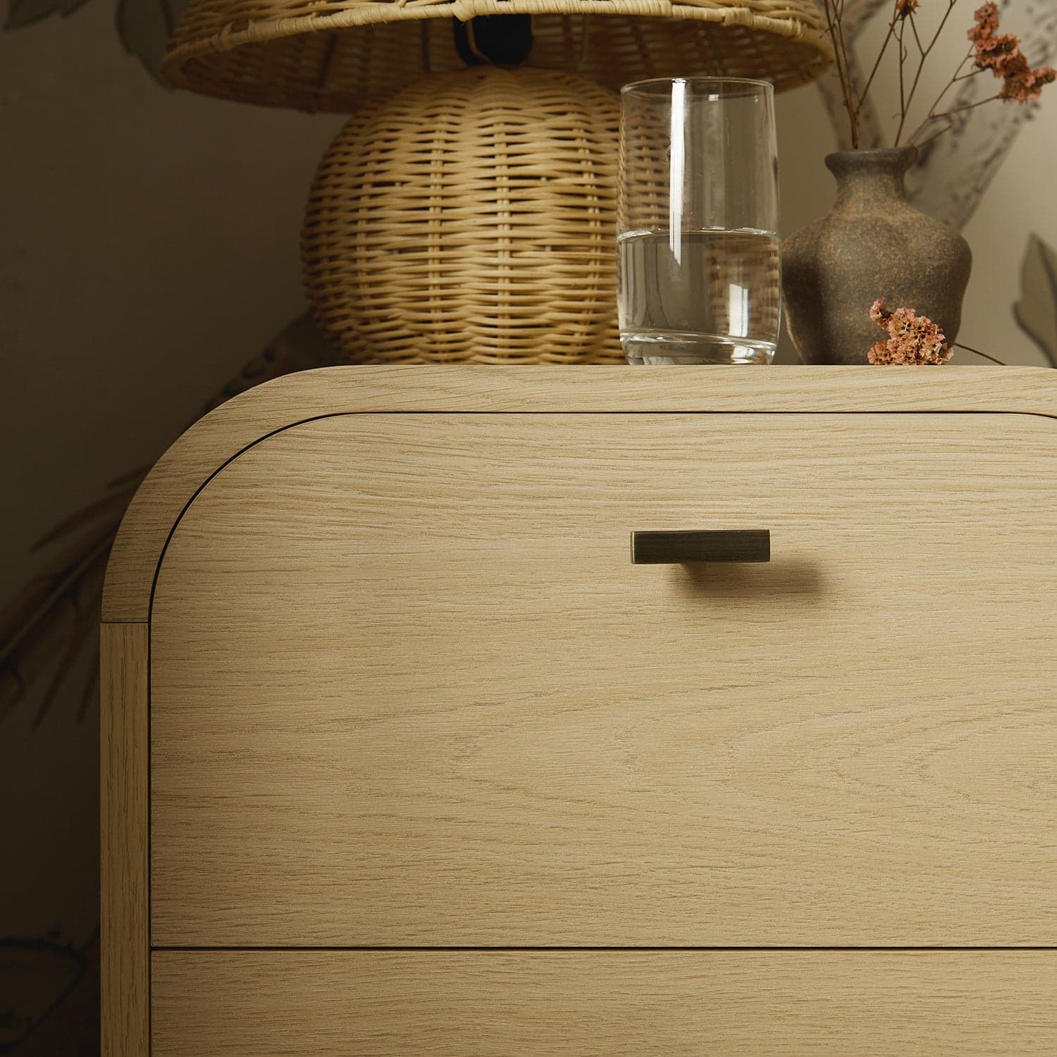 Marcel 2-Drawer Bedside Table, Light Oak