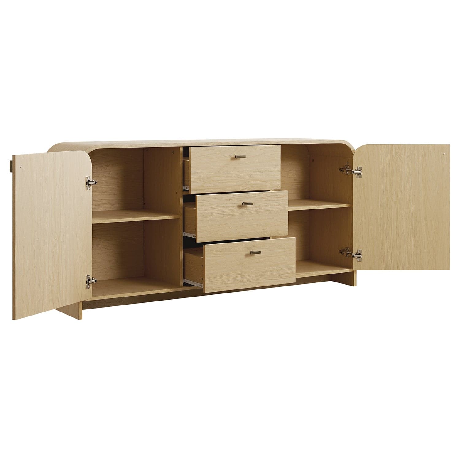 Marcel 3-Drawer Wide Sideboard, Light Oak