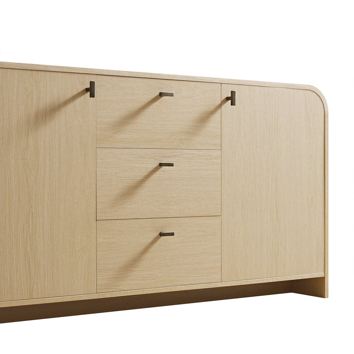 Marcel 3-Drawer Wide Sideboard, Light Oak