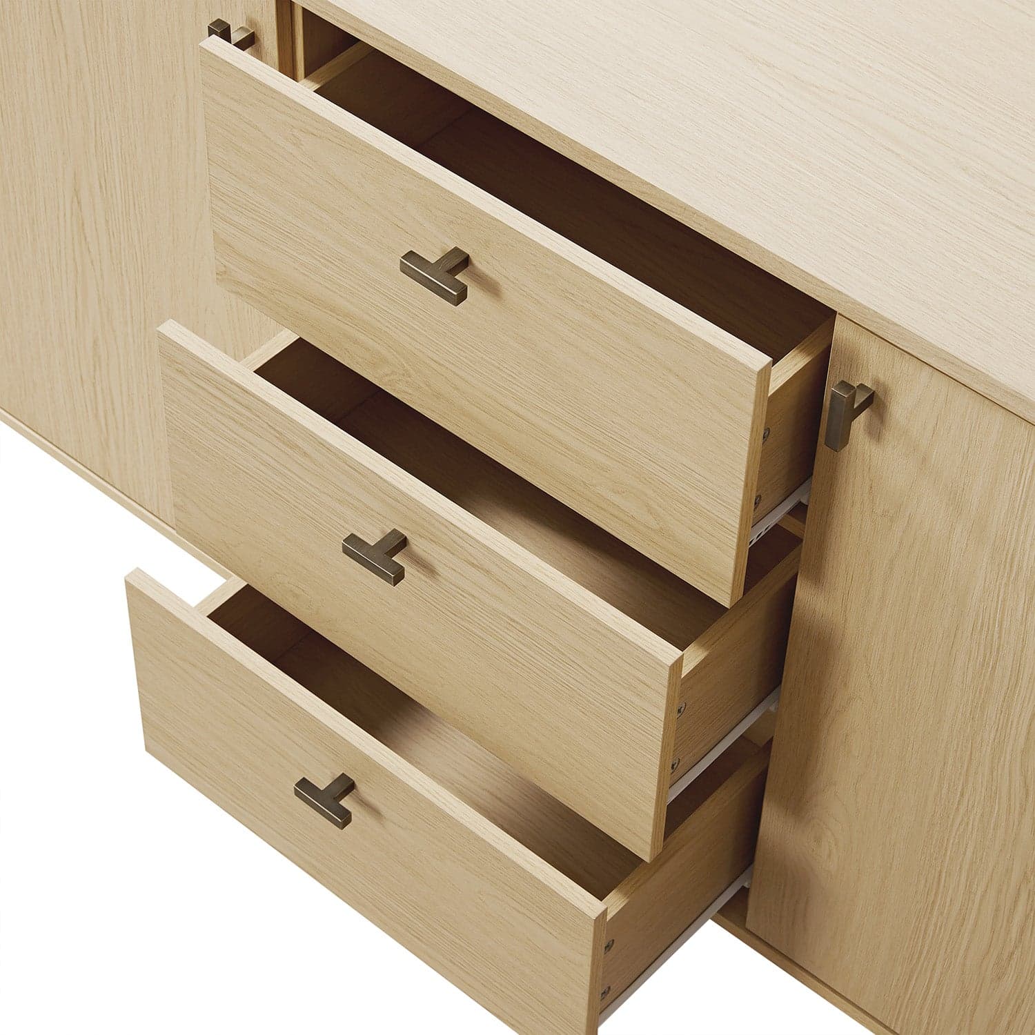 Marcel 3-Drawer Wide Sideboard, Light Oak