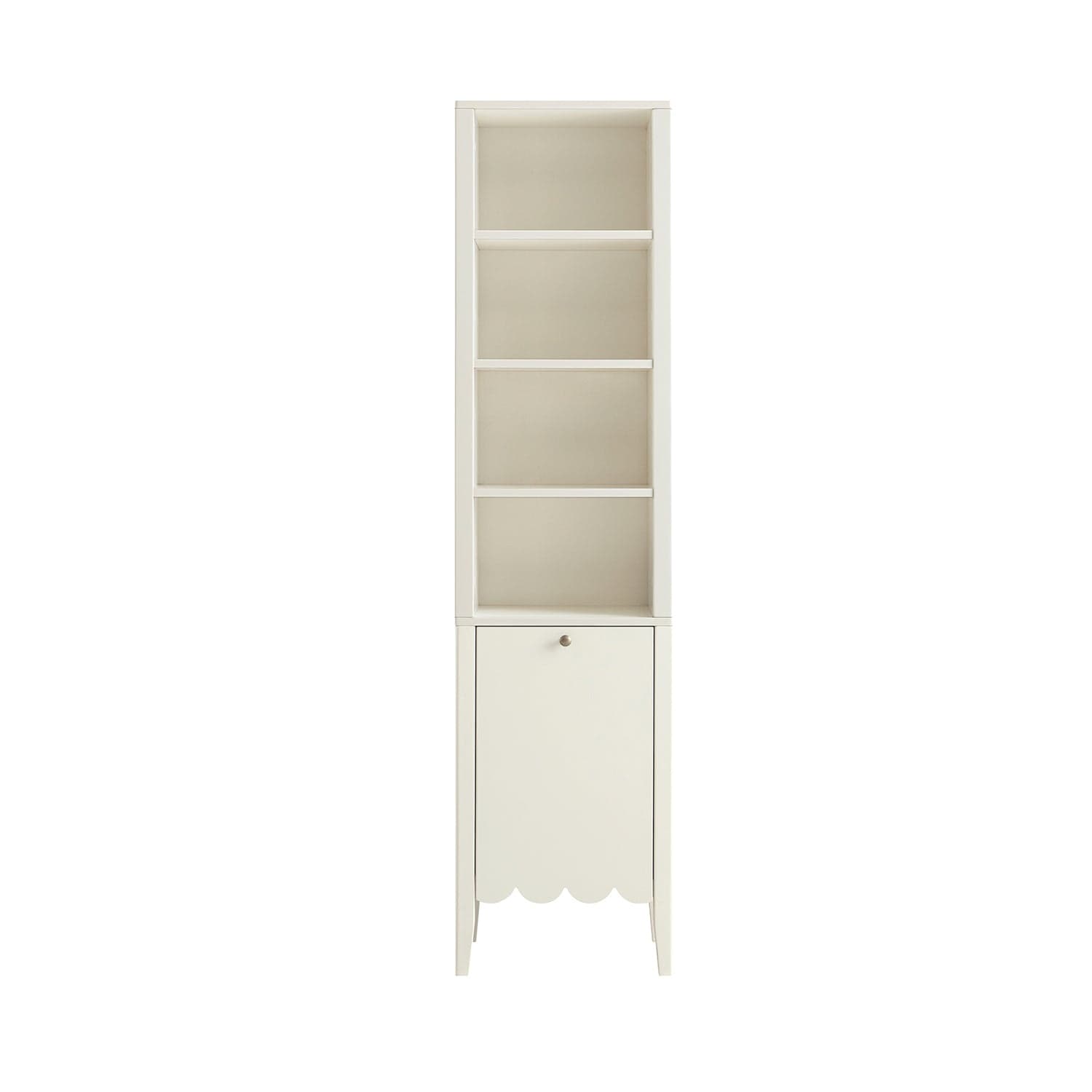 Henley Scalloped Edge Tall Storage Cabinet, Light Sand