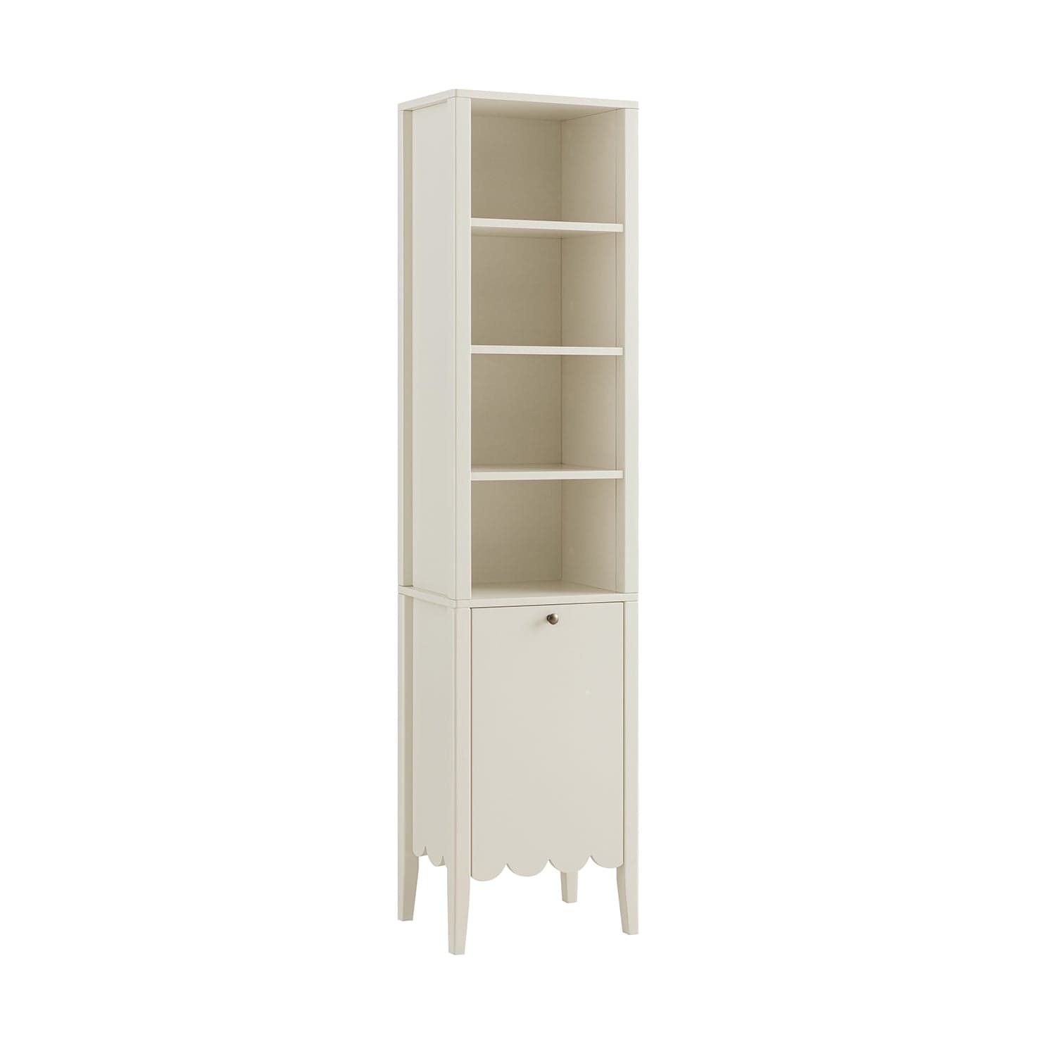 Henley Scalloped Edge Tall Storage Cabinet, Light Sand