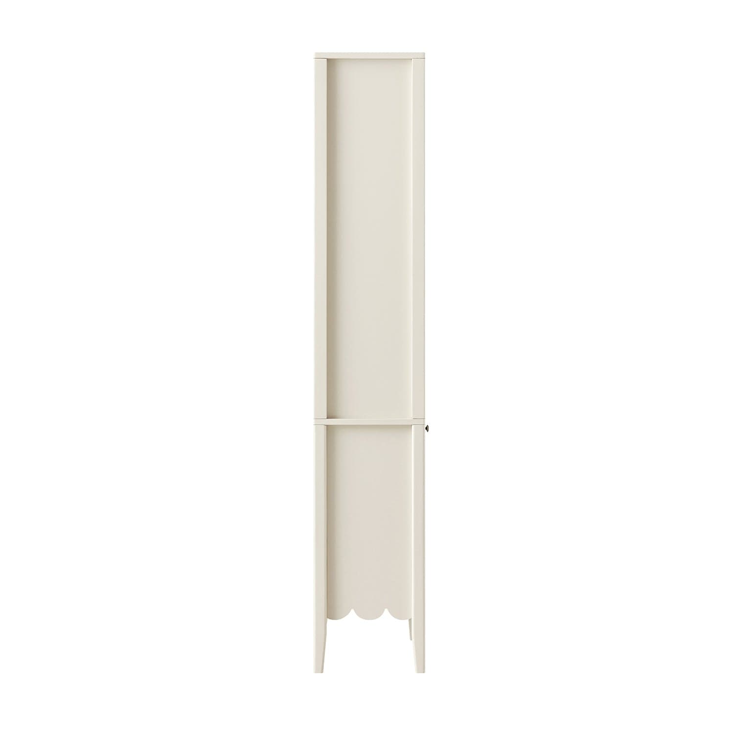 Henley Scalloped Edge Tall Storage Cabinet, Light Sand