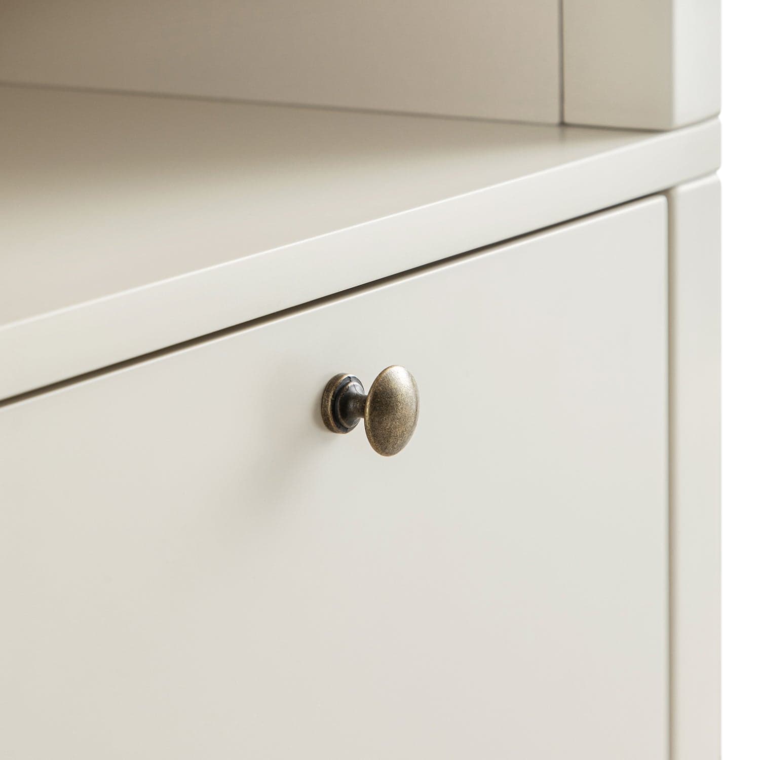Henley Scalloped Edge Tall Storage Cabinet, Light Sand