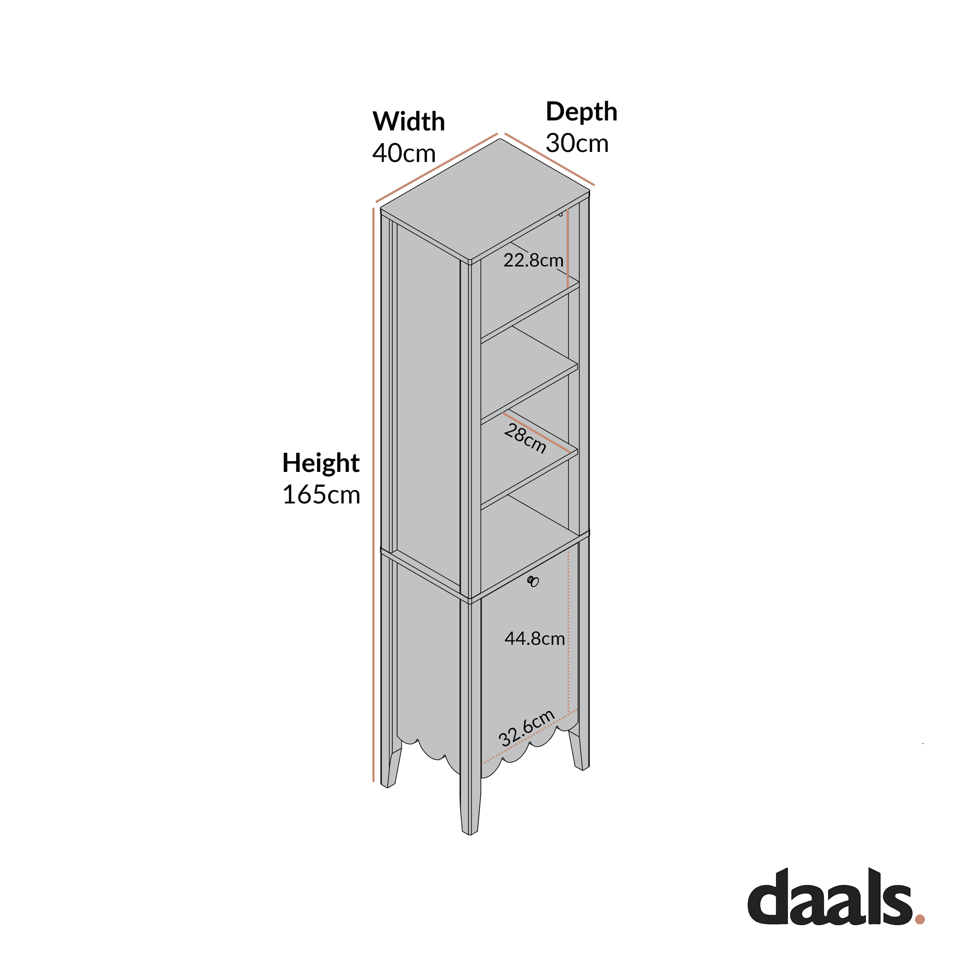 Henley Scalloped Edge Tall Storage Cabinet, Light Sand